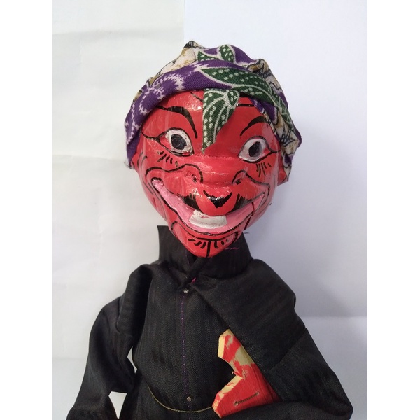 Wayang Golek Kayu Cepot Uk. 40 Cm Mulut Bisa Digerakan Buka Tutup Kepala Bisa Tengok Kiri Kanan