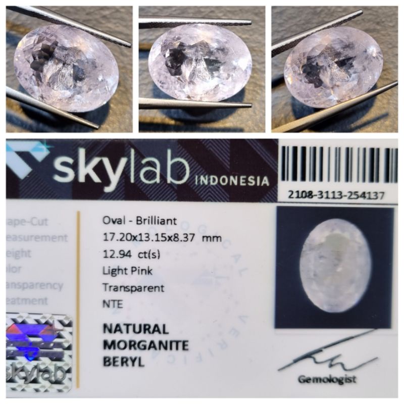 Natural Morganite Beryl Memo 12.94 crt