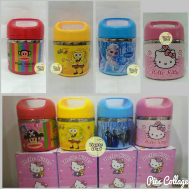 Rantang 1 Susun Stainless Motif Hello Kitty / Frozen / Paul Frank / Spongebob