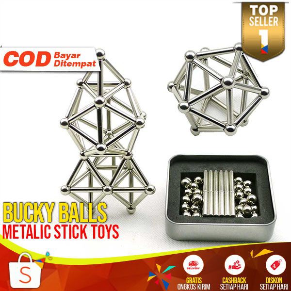 Mainan Magnetik Steel BN 02 Metalic Stick&amp;Bucky Balls Menarik Magnet Bola Multifungsi Magnet Tongkat