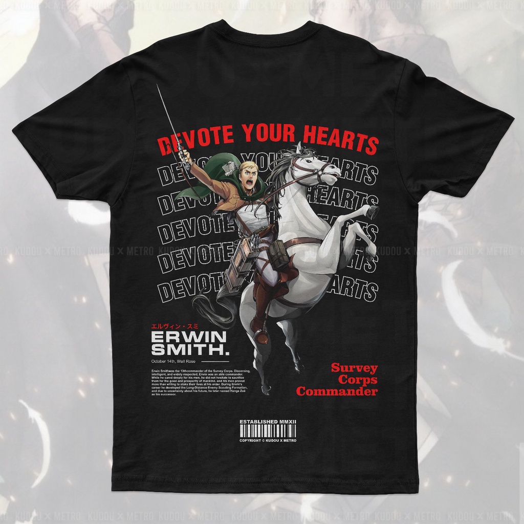 Kaos Erwin Smith Commander Anime Manga Attack On Titan SNK Premium Unisex