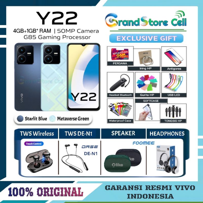 VIVO Y22 4/64 - Y 22 6/128 - Y22 4/128 | Y21 Y21A 4/64 GARANSI RESMI VIVO INDONESIA