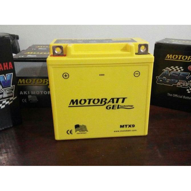 Aki motor Bajaj Pulsar 180 Motobatt MTX9 Aki kering/Aki Gel