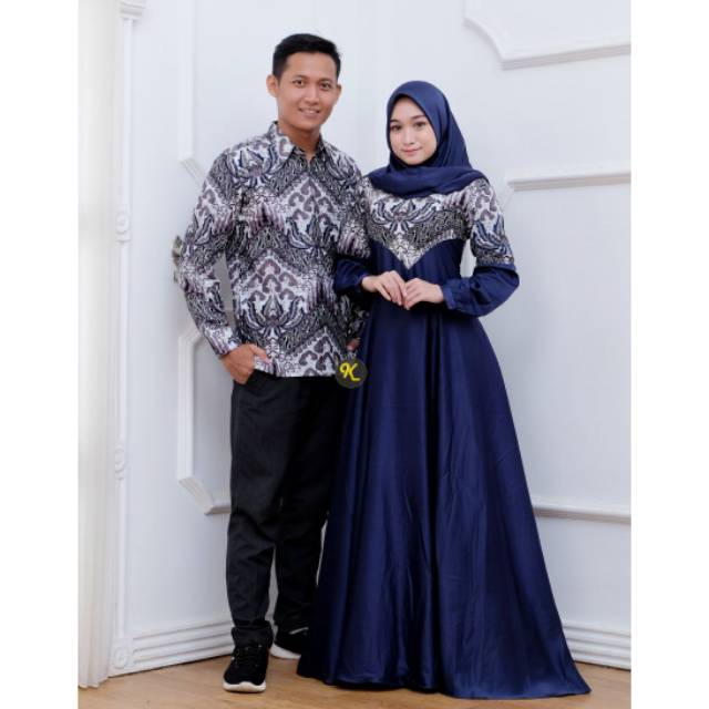 Couple Batik Syari Katun Velvet Satin Sarimbit Modern