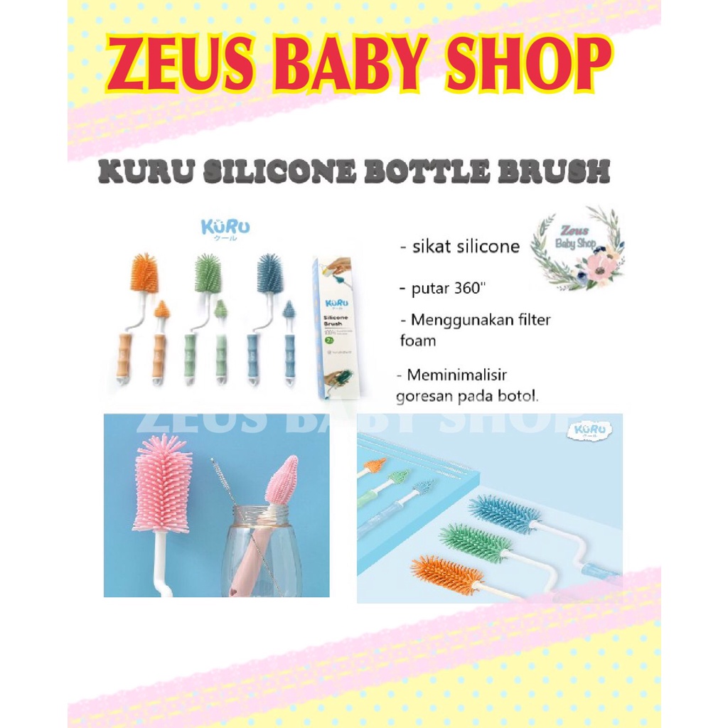 KURU Silicone Bottle Brush | Sikat Silikon Botol Nipple Dot