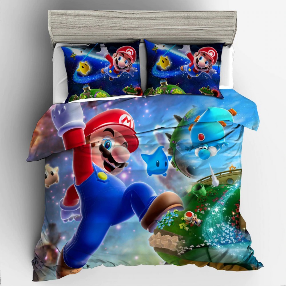 Bedding Set 3d Mario Print Game Design Duvet Cover Sets King Queen Twin Size Dropshipping Gift Shopee Indonesia