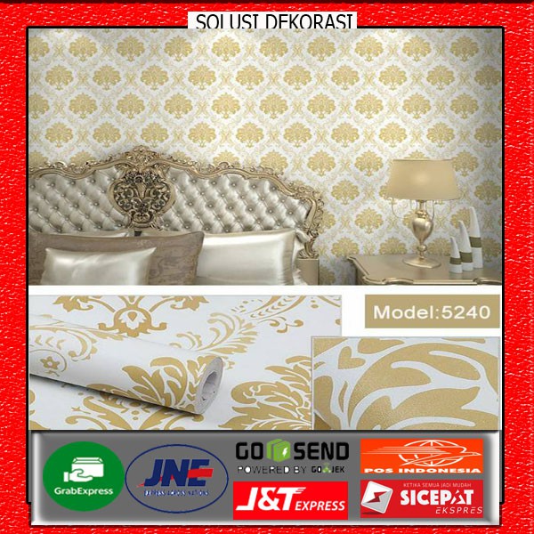 Wallpaper Dinding Kamar Tidur | Motif Batik Gold | Wallpaper Stiker Dinding | Walpaper Dindiding |5M