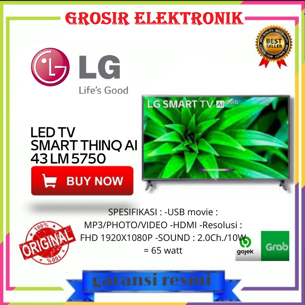 PROMO LED TV LG 43" 43LM5750 43 INCH USB MOVIE FHD SMART TV THINQ AI