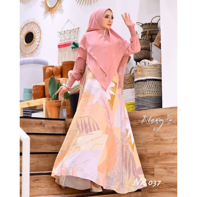 Baju Gamis Set Syari Nr 031 (printin) By Noerys hijab