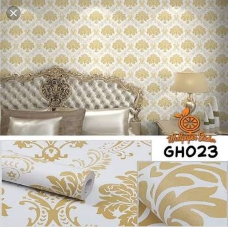 wallpaper stiker dinding motif batik gold GH023