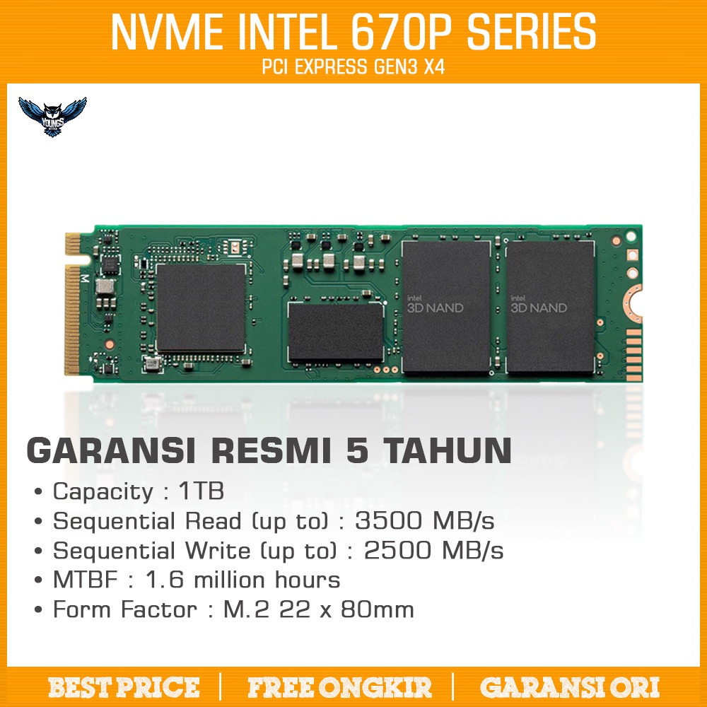 SSD INTEL 670P 1TB - NVME M.2 3D4 QLC 80mm 2280 PCIe Gen3 x4