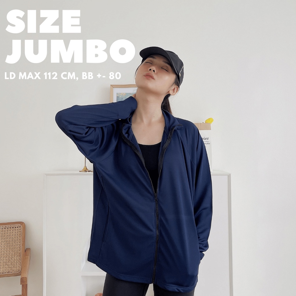 DONSON Sportswear Jacket Sporty Wanita Tangan Kimono Extra Fine Polyester Warna Navy Ukuran Standar dan Jumbo