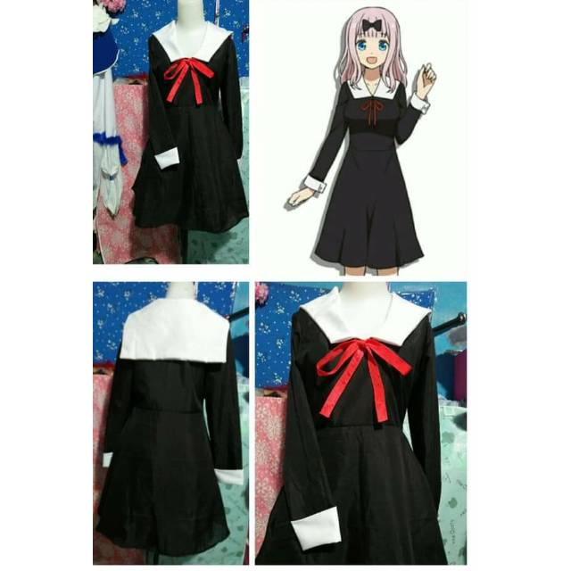 Chika Fujiwara/shinomiya kaguya cosplay costume/seifuku/dress Hitam