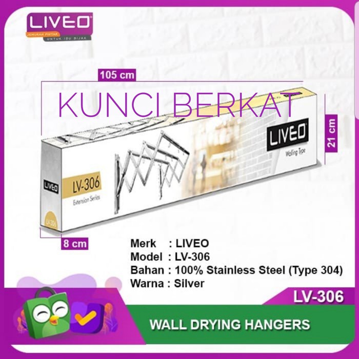 Jemuran Dinding Liveo LV 306/Gantungan Handuk Tarik/Jemuran Baju