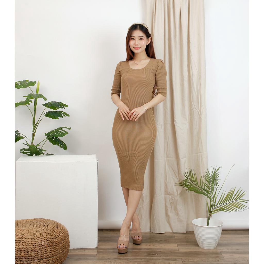 Toply shop Dres rajut andina / Dres knitt korea style  / Dres rajut bodycon / Korean dres