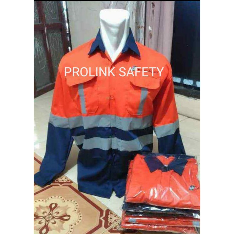 SERAGAM SAFETY KOMBINASI ORANYE DONGKER
