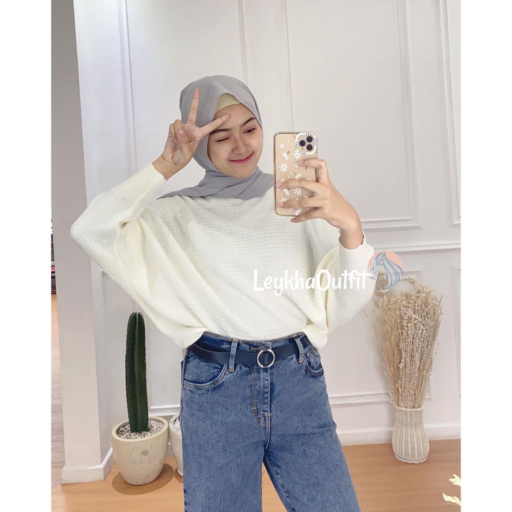 Sweater batwing rajut kalong lasperal -indy batwing - pakaian rajut