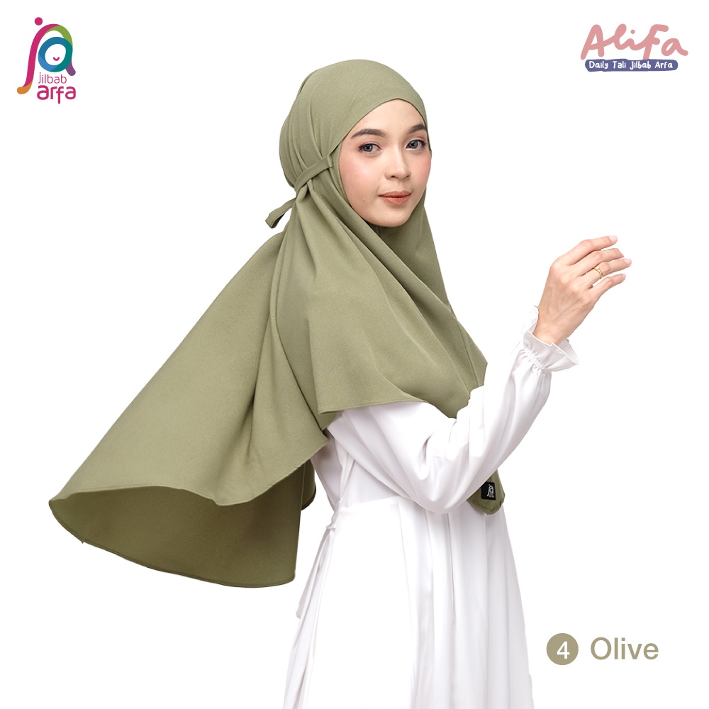 Jilbab Arfa Instan Alifa Olive - Bergo Maryam Tali Non Pet