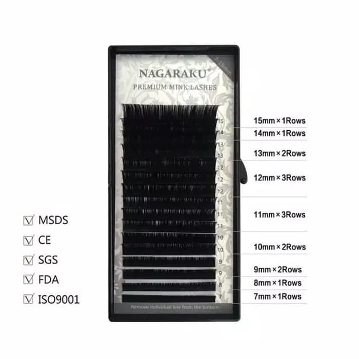 NAGARAKU KOTAK ABU MIX SIZE PREMIUM Bulumata Eyelash Extension