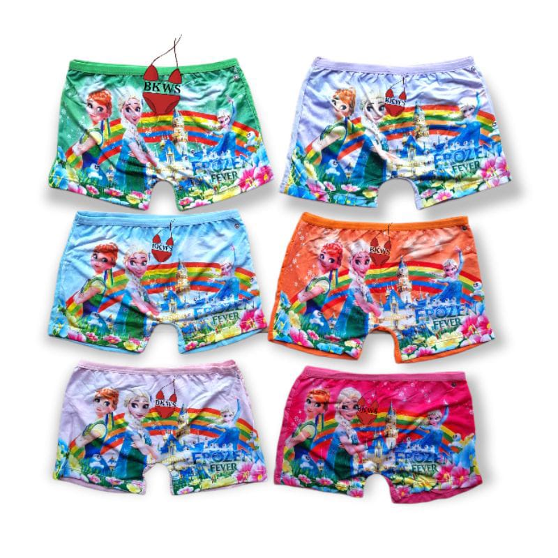 Boxer Anak Cewek Bergambar 6 pcs