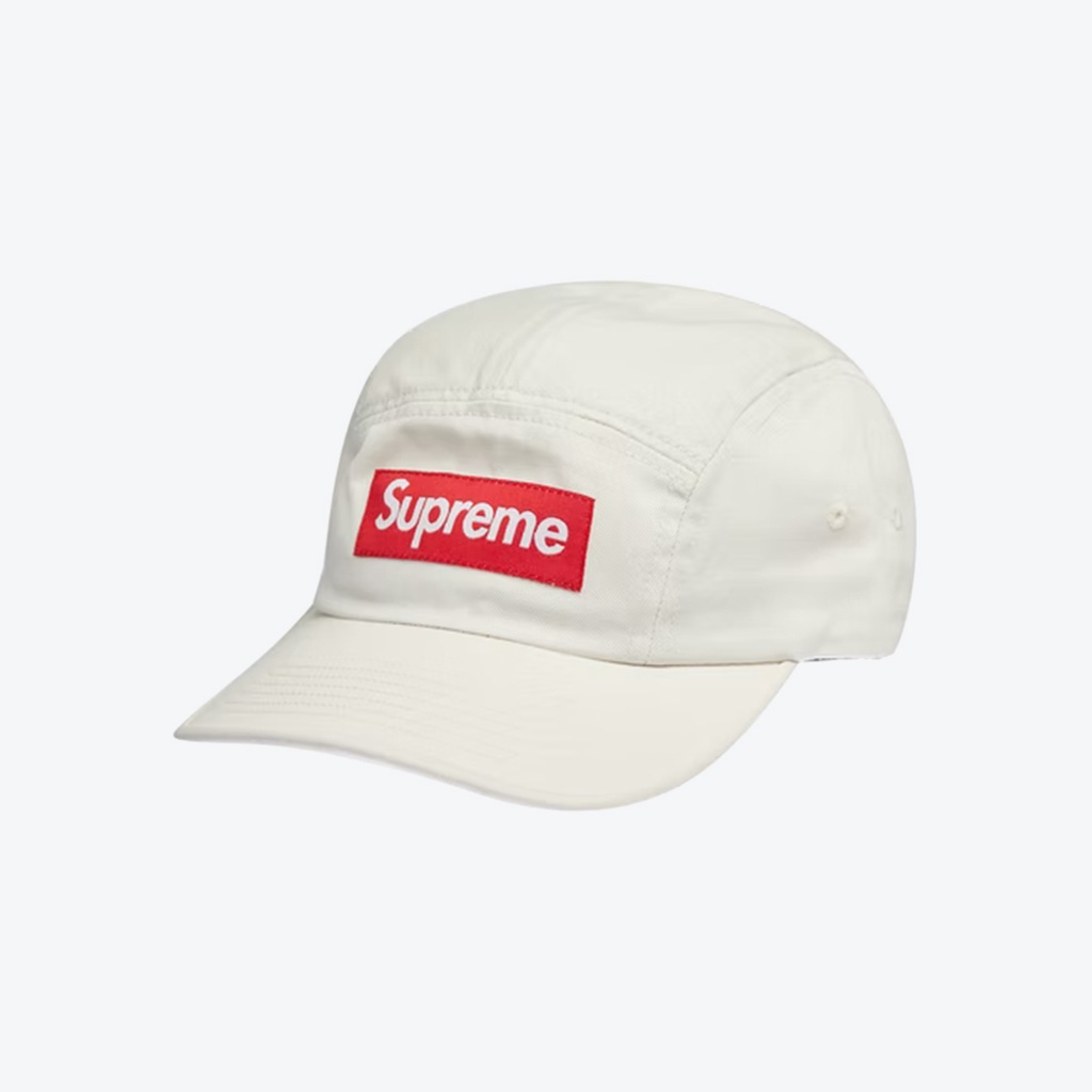 Supreme Washed Chino Twill Camp Cap SS22 Stone White