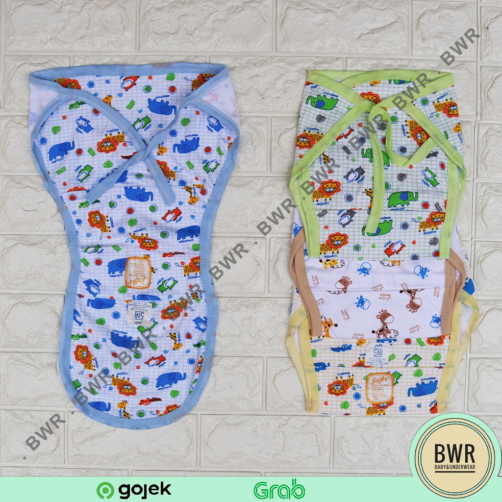 PROMO!!! [ 6 Pcs ] Popok JINGLE Putih Print / Popok Bayi Kain Tali Ikat | Motif karakter