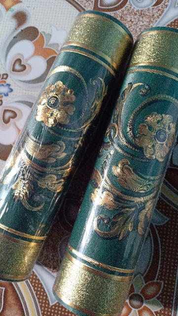 Wallpaper Dinding Borderlist Klasik Mewah Green