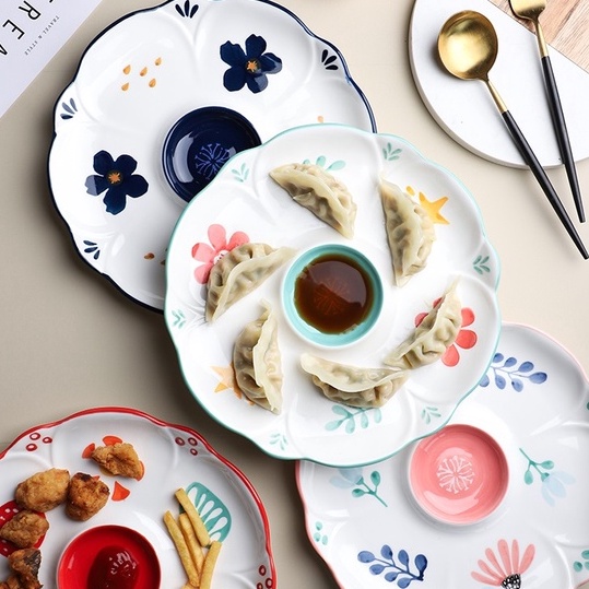 Dimsum Plate Bunga / Baking Tray Piring Makan / Saji Keramik Tableware