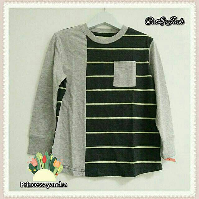 Kaos Anak Branded Cowo Cat & Jack Original Grey Stripes