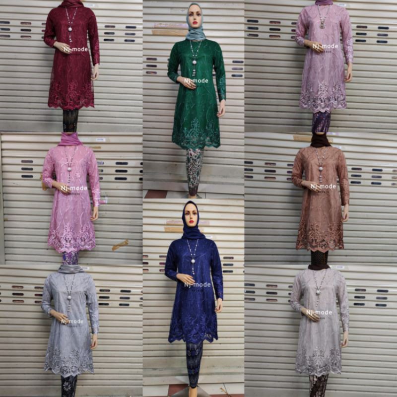 (RealPict)Setelan Kebaya Modern Tunik Tulle Mikhaila/Kebaya Wisuda/Kebaya Brokat/Kebaya Modern