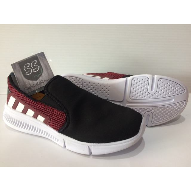 Sepatu Slip Slip On Pria Keren Bagus Maxtor Ando Hitam Merah Tanpa Tali