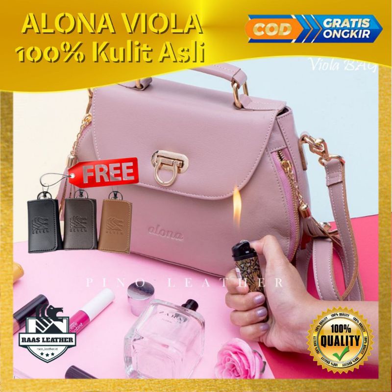 Tas Selempang Wanita Kulit Asli Premium Branded Kekinian Murah Alona Viola Bag Premium
