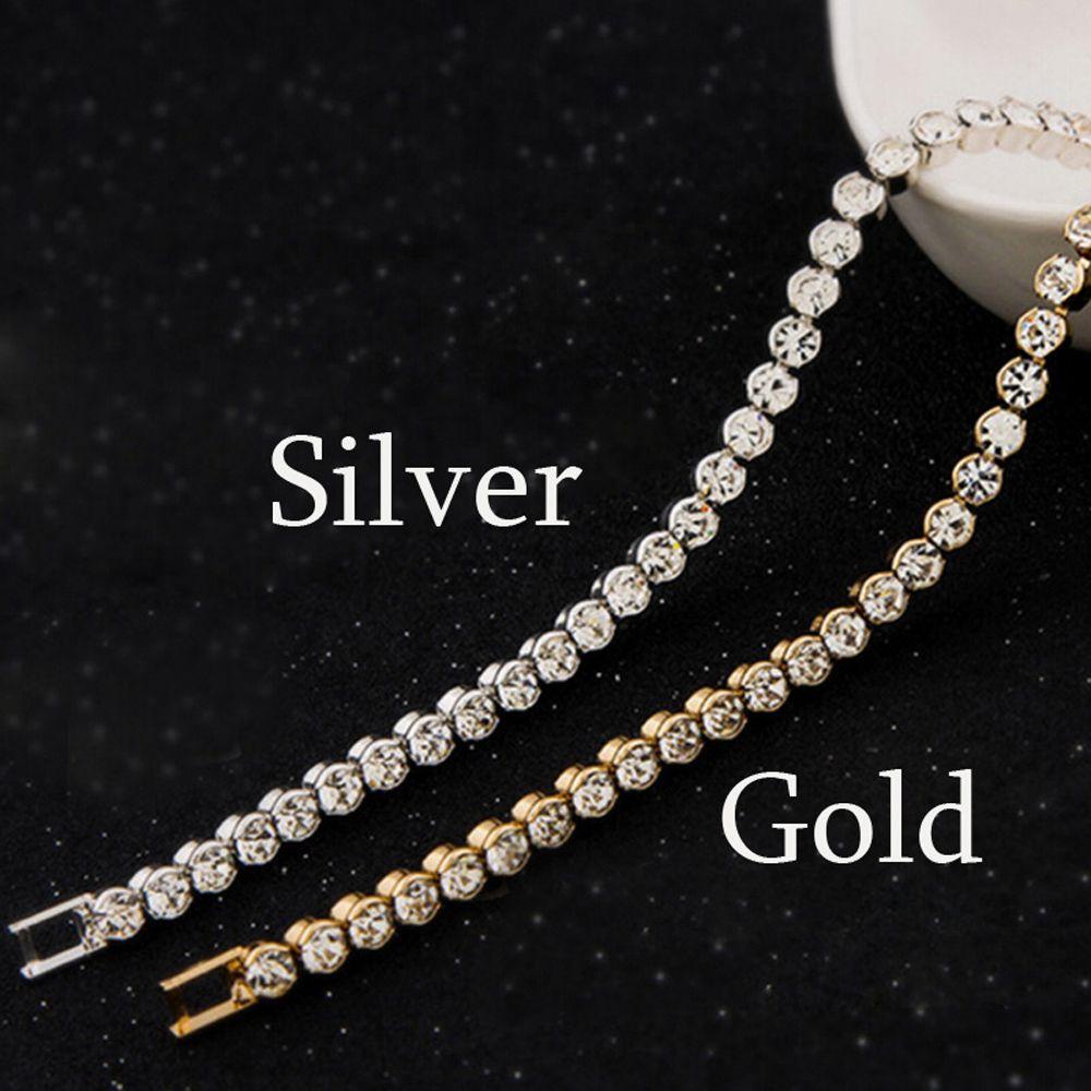 Top Shiny Bracelets Luxury Silver/Gold Rantai Tangan Kristal Austria