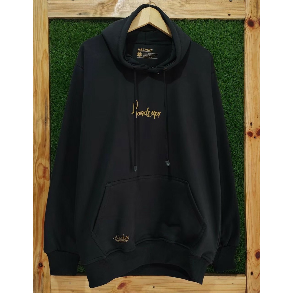 sweater pria distro KACHIOS  hoodie oversize hitam hands up jamper hoodie premium m l xl xxl Aaqil22Shop