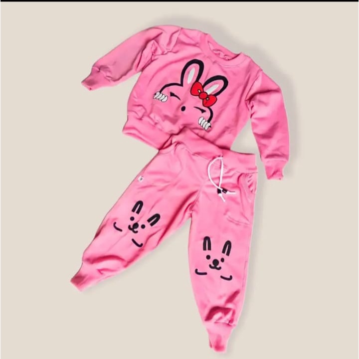 setelan sweater jogger anak motif RABBIT 1-9thn