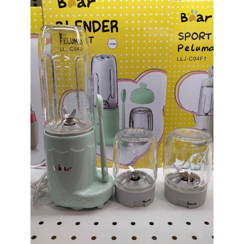 Bear Blender Serbaguna 3 in 1 200 Watt (3 Glass Jar + 3 Mata Pisau)