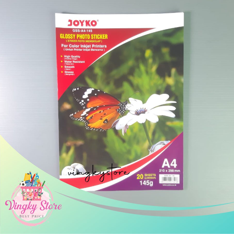 

Glossy Photo Sticker / Kertas Foto Stiker Joyko GSS-A4-145 gsm