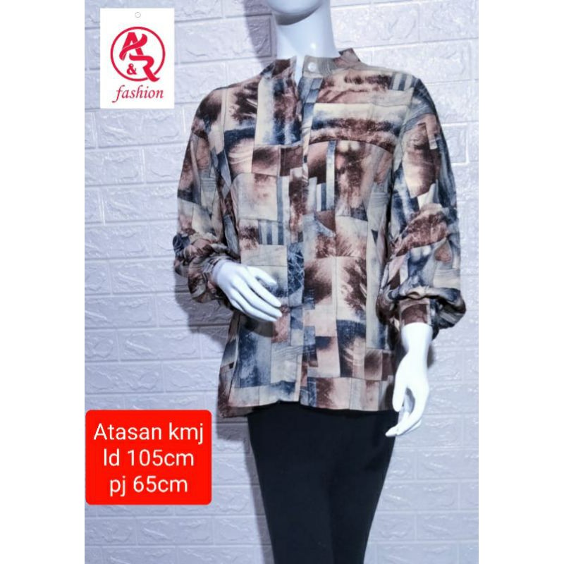 Atasan kemeja motif bata coklat