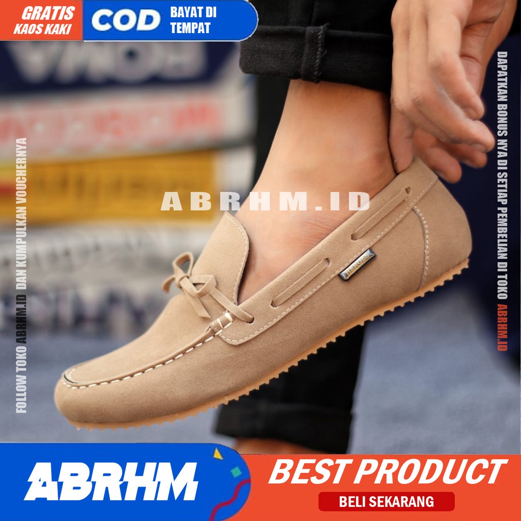 ABRHM- CELTIK Sepatu Slip On Pria Sepatu Casual Pria Sepatu Kulit Asli Pria Sepatu Kasual Semi Formal Kuliah Kondangan Gaya Santai Keren Kekinian Murah Original Terlaris