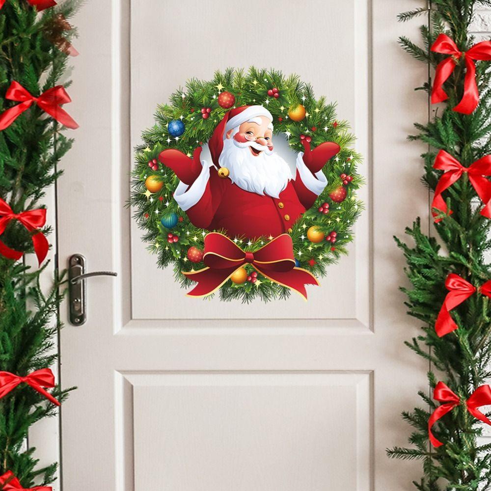 Preva 2pcs/set Stiker Dinding Navidad Kado Natal Decor Merry Christmas