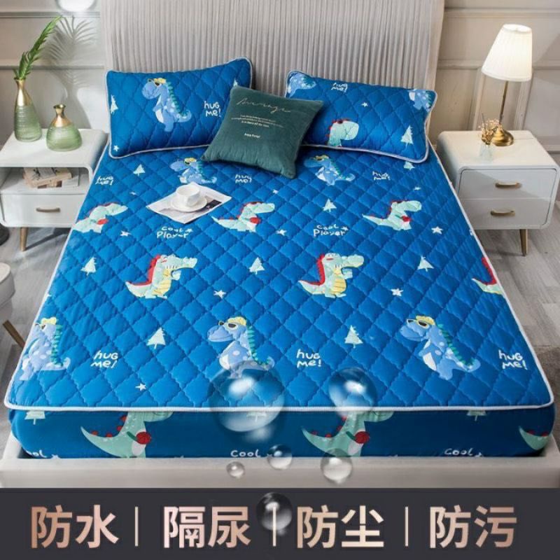 Sprei Sultan Waterproof anti ompol anti tahan air size 180x200 Seprei Adem full Karet-Sprei dino biru
