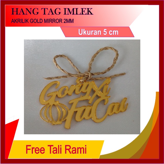 HAMPERS TAG IMLEK/HANG TAG GIFT TAG AKRILIK GOLD MIRROR
