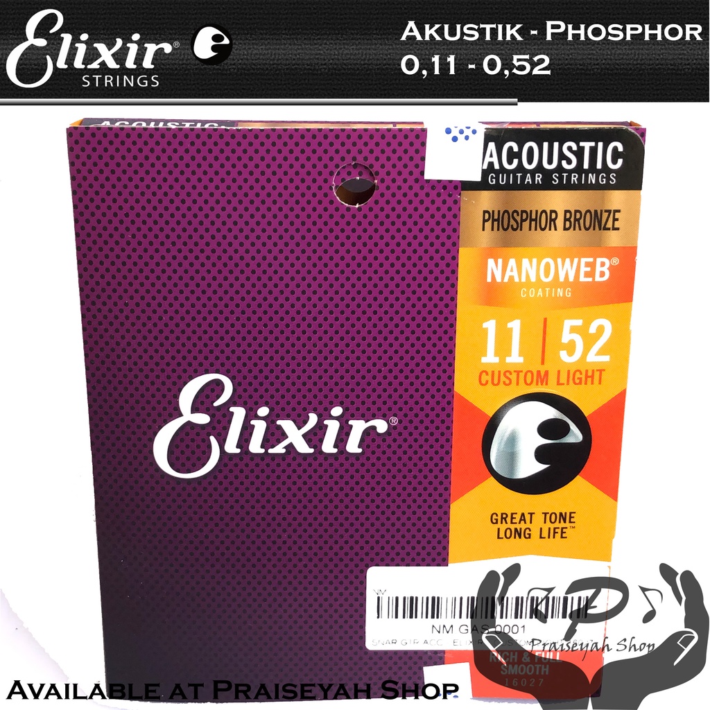 Elixir Senar Gitar Akustik Phosphor Bronze 010 dan 011 Original Guitar String