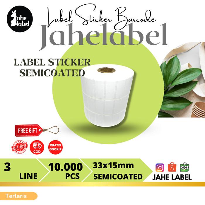

LABEL BARCODE 33x15 mm SEMICOATED STIKER LABEL 33x15mm 10000 PCS