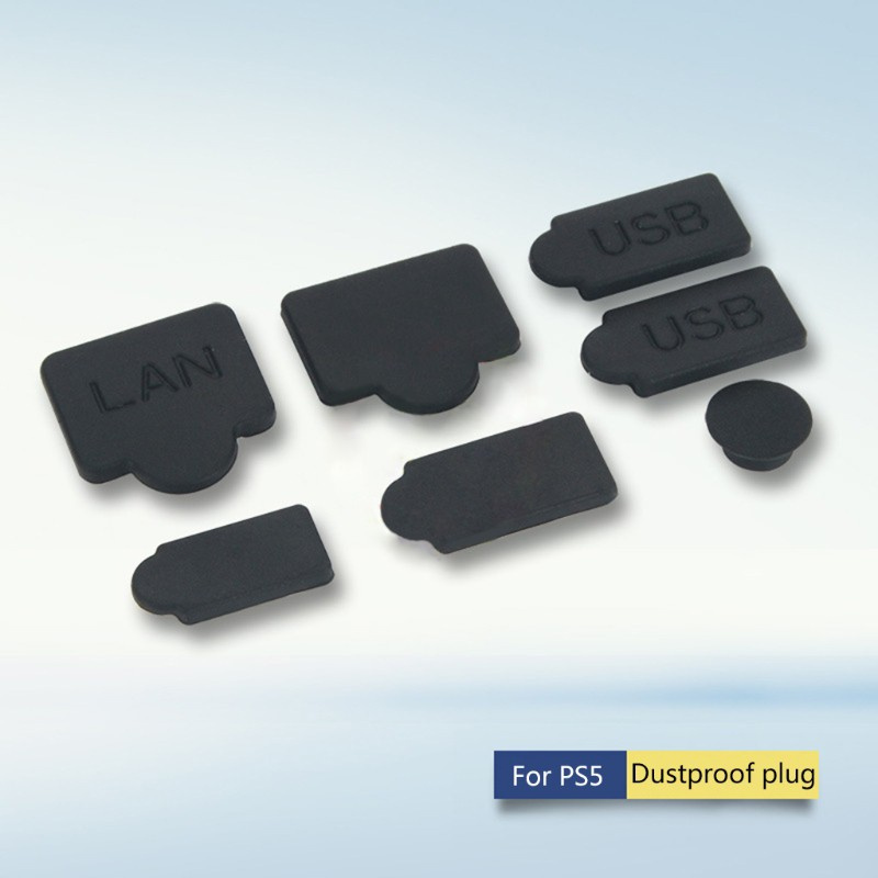 zzz 7pcs Silicone Dust Plugs Set USB HDMI Interface Anti-dust Cover Dustproof Plugs for PS5 Game Console