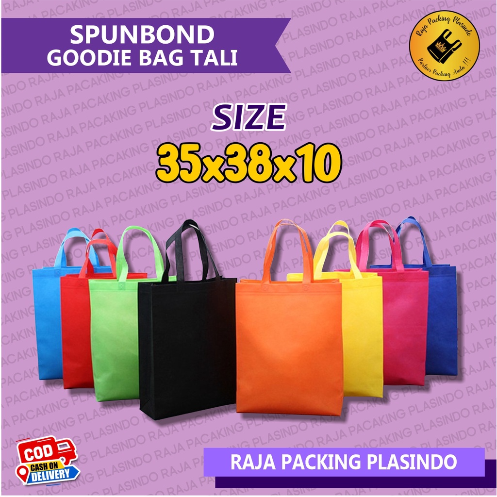 

(ecer) Tas Spunbond Tali Uk 38x35x10 Tebal 65gsm | Tas Belanja Godie bag Tas souvenir tas laken | Spunbond Tali | Tas kain