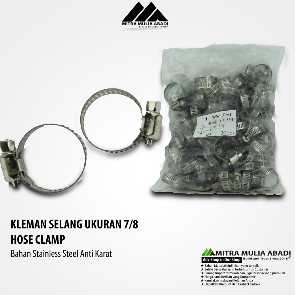 Klem Selang Pipa Stainless Steel 7/8&quot; Hose Clamp Pipe Taman