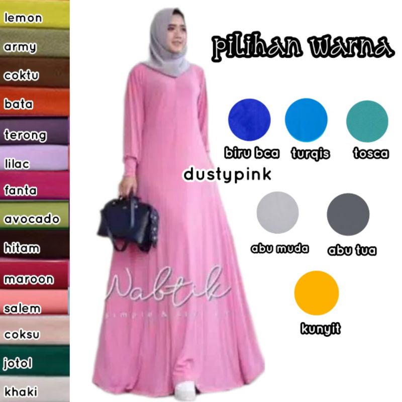 Fashion Muslim Gamis JERSEY POLOS premium tebal saku busui murah terlaris promo (1kg 3pcs)