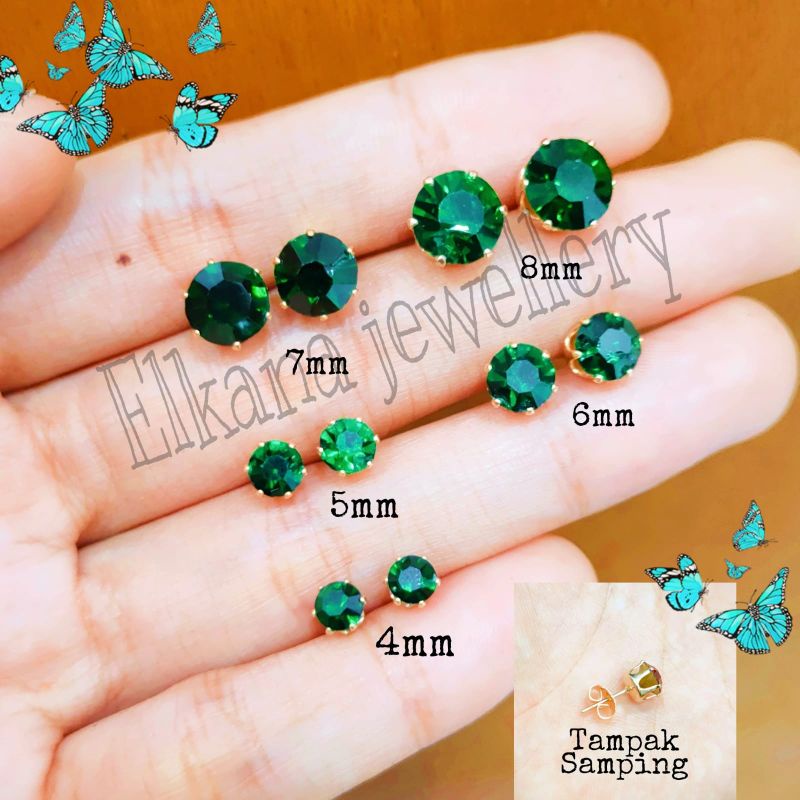 Anting Permata Diamond warna perhiasan lapis emas anti karat