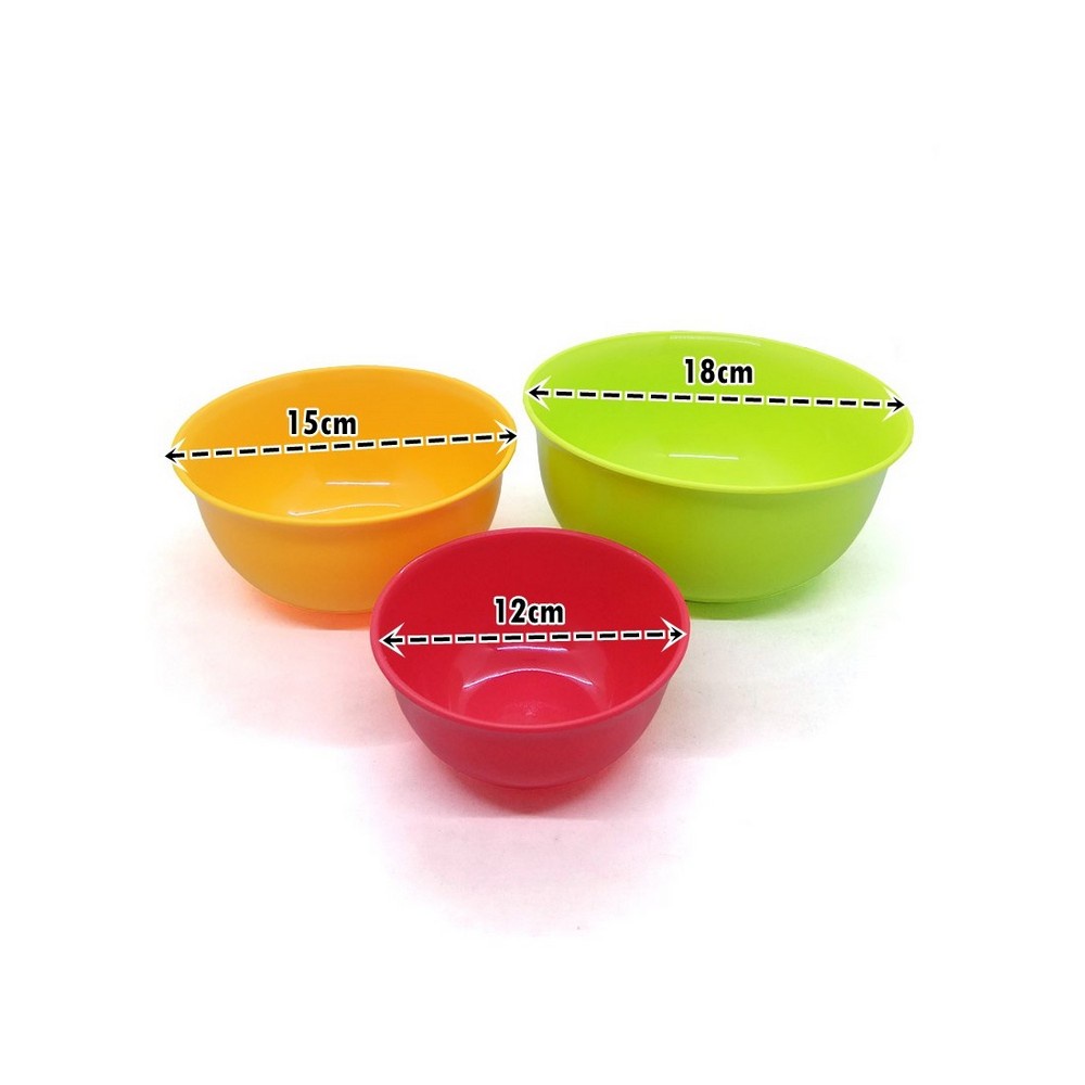 FM - Mangkok HOMECO plastik tebal 3pcs serbaguna - Random color